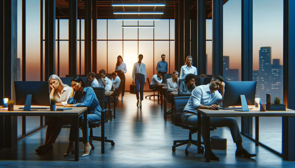 A group of diversity advocates sitting at desks in an office.