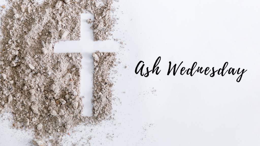 Ash wednesday with a cross in the sand.