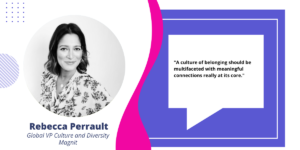 Professional woman featured next to a quote about culture and diversity within an organization.